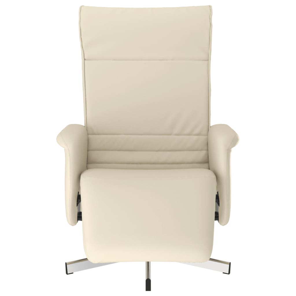 Cream Faux Leather Relaxation Armchair with Footrest