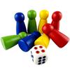 8pcs 31mm Game Piece Wooden Pawn Chess with 6 Sided Dice for Chess Tabletop Games