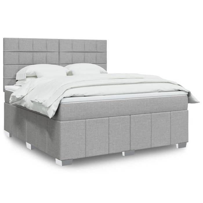VidaXL Sommier à lattes de lit avec matelas Gris clair 180x200cm Tissu, lit, lit à plate-forme, lit à panneaux 3294047