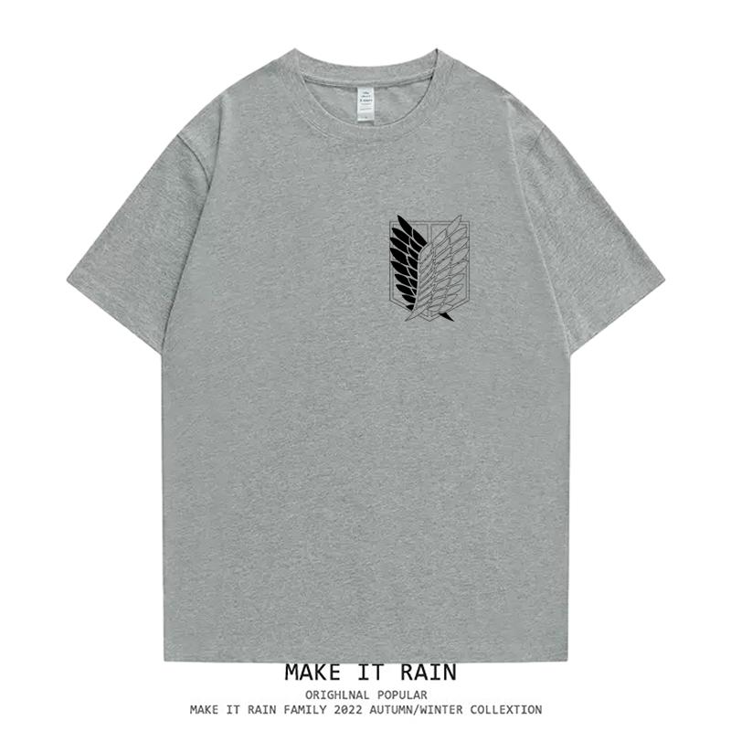 Атака Титанов Крылья Свободы Мультяшное Аниме Оверсайз Уличная Мужская и Женская Футболка с Коротким Рукавом Лето