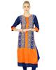 Women Orange Rayon Custom Kurti Kurta Straight 3 4 Sleeve Top Ethnic