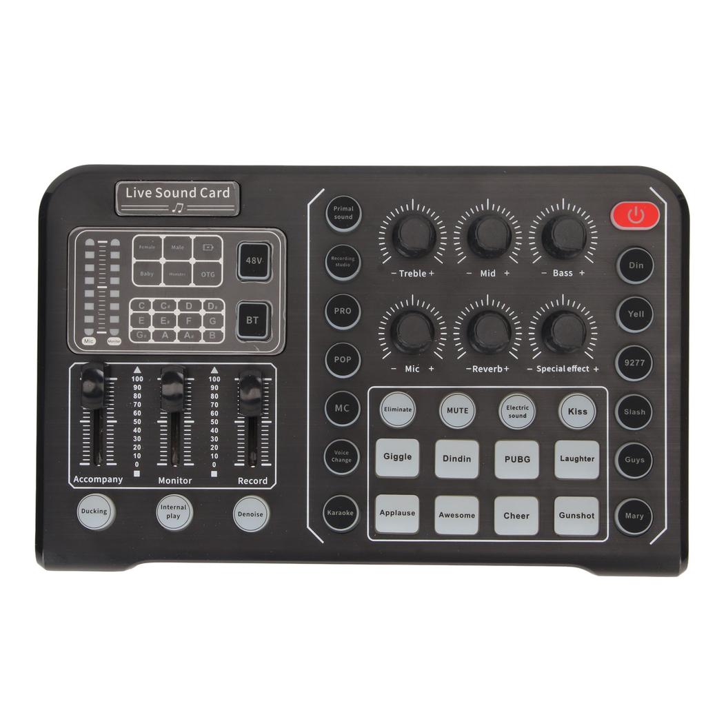 Звуковая карта Live Sound с поддержкой Bluetooth 48 В, большая диафрагма, шумоподавление, звуковая микшерная плата с 15