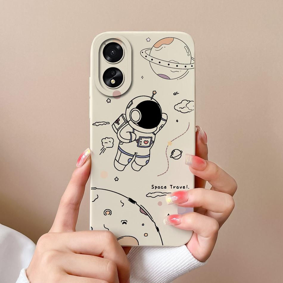 Чехол для Oppo A18 A38 4G Чехол с защитой камеры Крутой Астронавт Жидкий Силикон Мягкие Задние Крышки Для Oppo A 38 A 18 Корпус