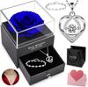 Silver DIAMOND HEART NECKLACE Gift for WOMEN + BRACELET