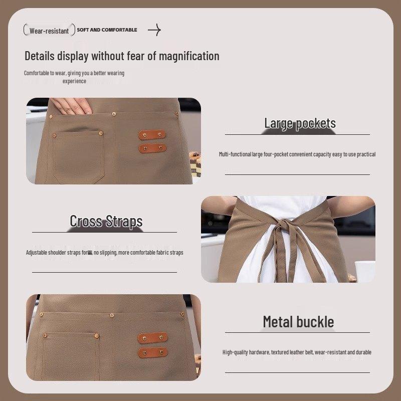 Fashionable Waterproof Canvas Half Apron - Breathable & Wear-Resistant for Work & Catering