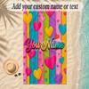 Hearts Theme Soft Beach Towel Personalized Custom Name Text Towel Portable for Beach Pool Travel