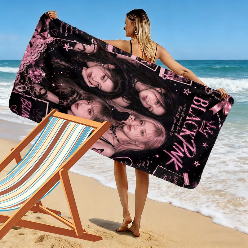 BLACKPINK Print Beach Towel, Large Soft Quick Dry Towel for Beach Camping Swimming