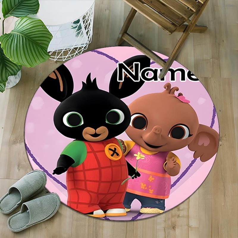 Customizable B-Bing Bunny4 Round Non-Slip Carpet - Ideal for Garden, Picnic, Office, Perfect for Decoration, Suitable For All Seasons