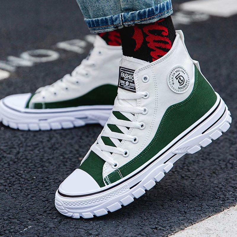 Дышащие высокие мужские парусиновые туфли, модные повседневные туфли для доски, студенческие кроссовки, кроссовки в стиле хип-хоп для подростков