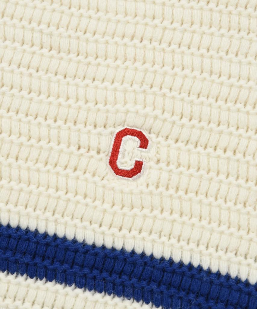 COVERNAT Two-Tone Striped Crew Neck Knit Ivory
