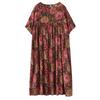 Short Sleeve Plus Size Cotton Vintage Floral New In Dresses for Women Casual Loose Long Summer Dress