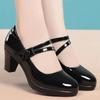 Women's Shoes Women Classic Light Weight Round Toe Black Pu Leather Square Heel Pumps for Office Lady Shoes