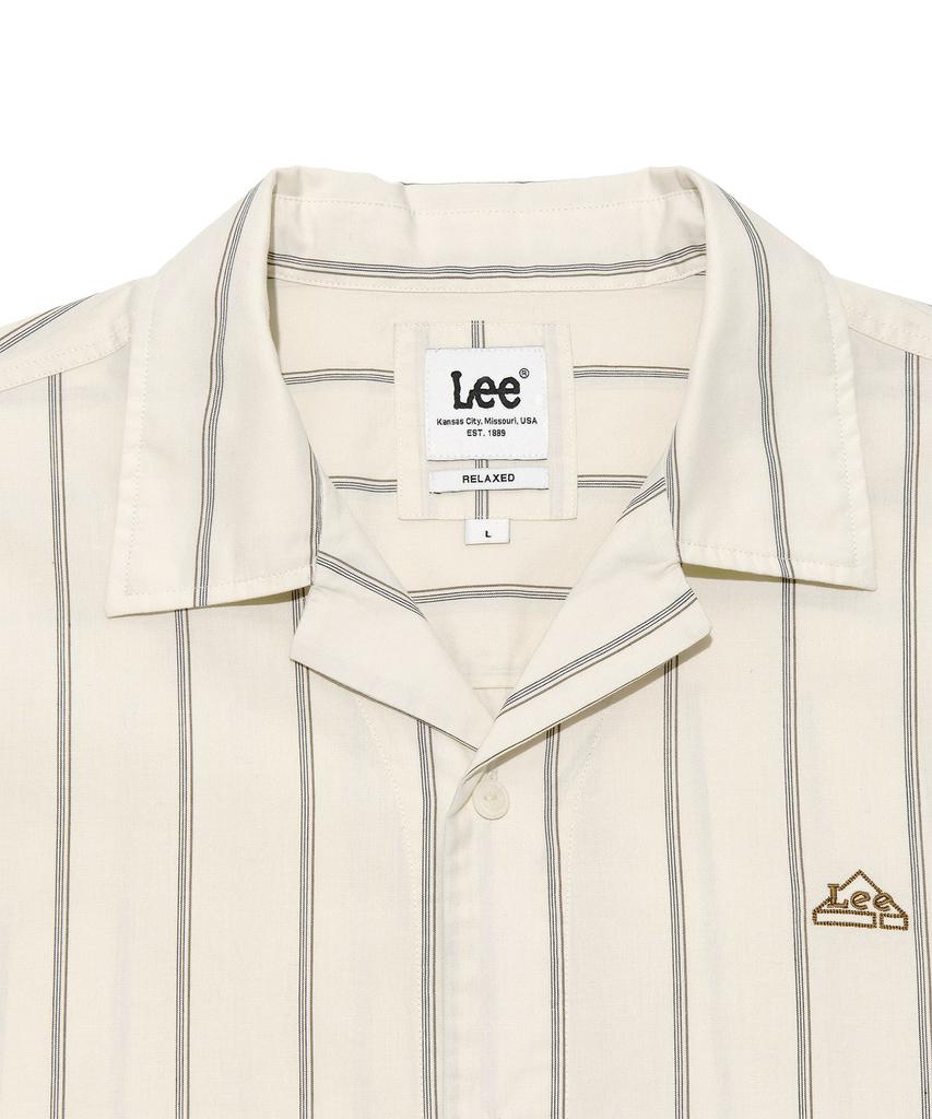 LEE Striped Linen Short Sleeve Shirt Ivory
