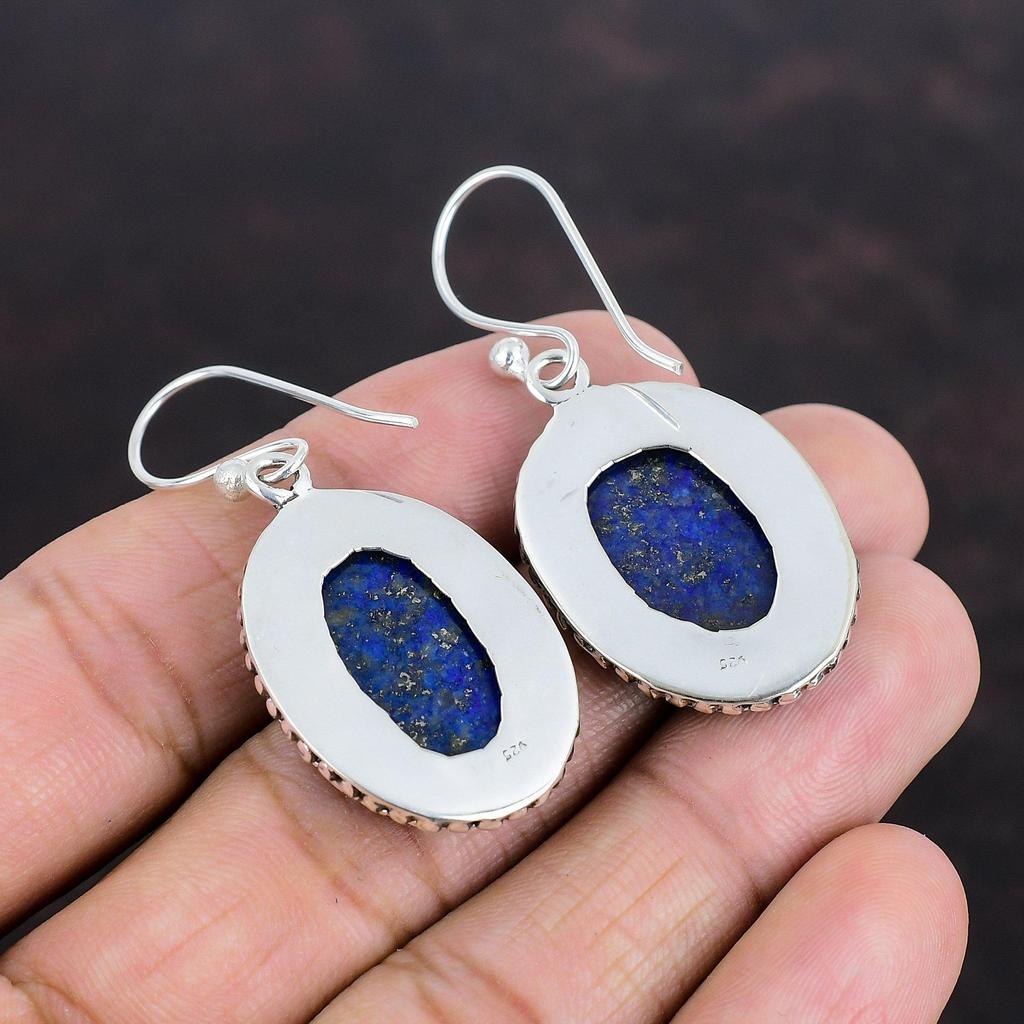 Lapis Lazuli Earrings Natural Gemstone Earring Vintage Jewelry 925 Sterling Silver Earring Handmade Earring Designer Jewelry Gifts For Women
