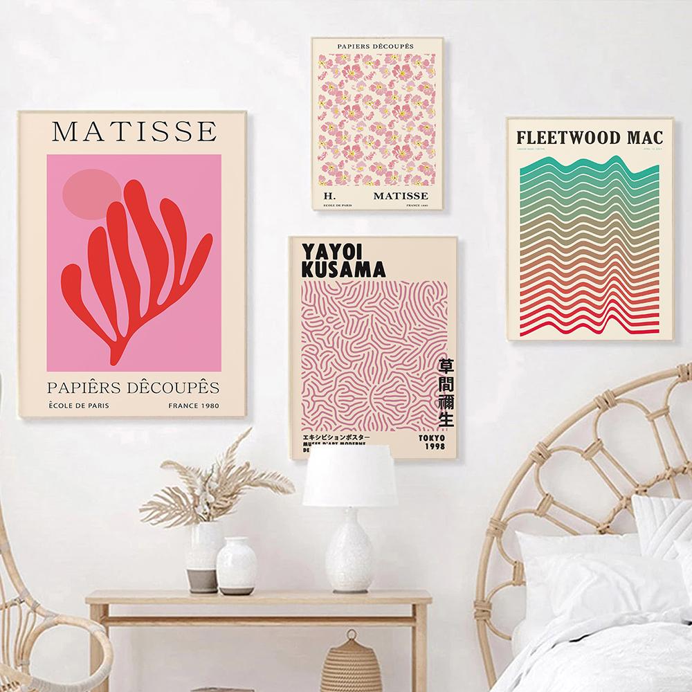 Постер выставки принтов «Цветочный рынок» Матисс Яёи Кусама Абстрактное настенное искусство Холст Живопись Скандинавский декор для гостиной Картины