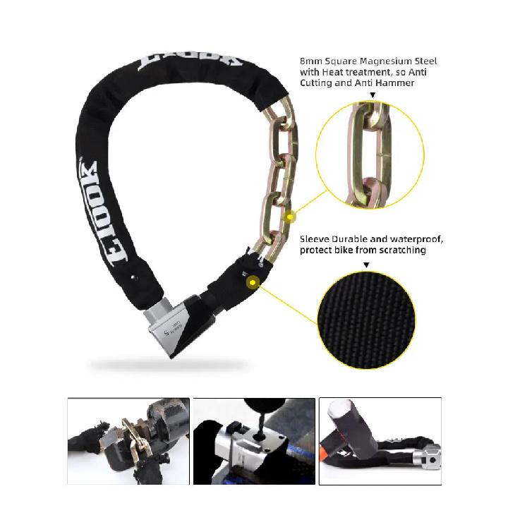 ETOOK Anti-theft Bicycle Lock Scooter Lock High Security Bike Lock for MTB Road Bike Heavy Duty Chain Lock for Bicycle with Key