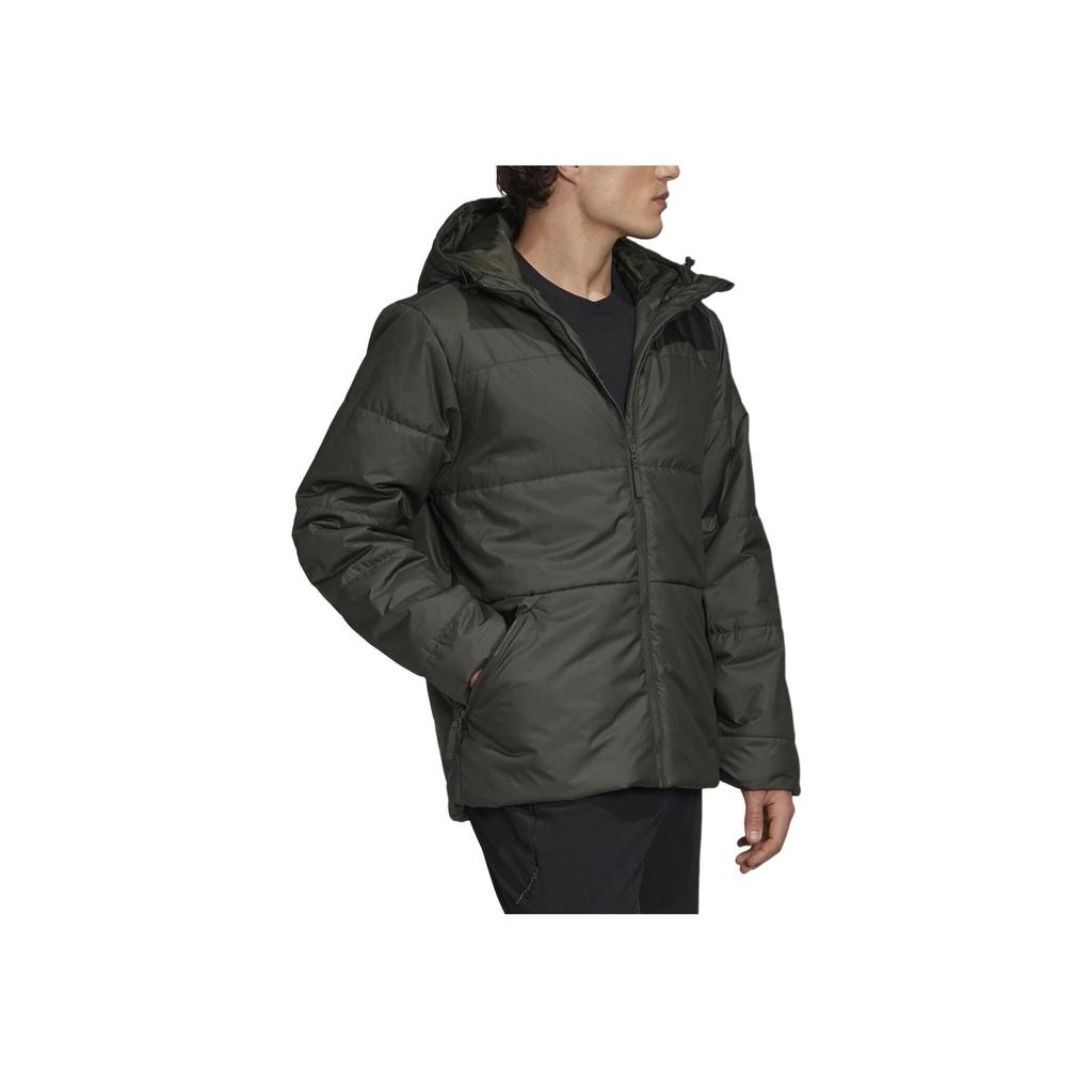 Adidas Windproof Zip Hooded Cotton Jacket Men Outerwear Dark-Green FT2539