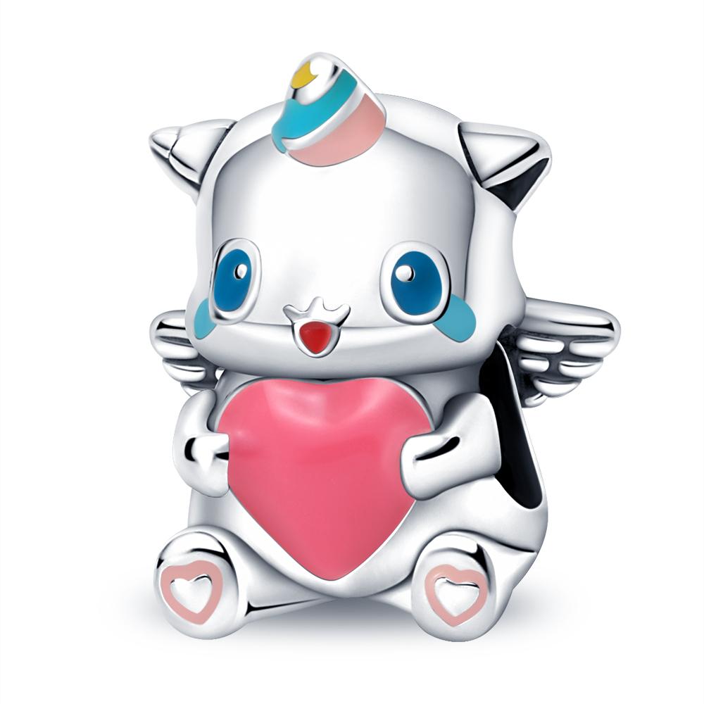 Новый 925 серебро мультфильм пчела ангел мальчик девочка держит сердце сверкающие бусины подходят оригинальный браслет-подвеска женские роскошные ювелирные изделия