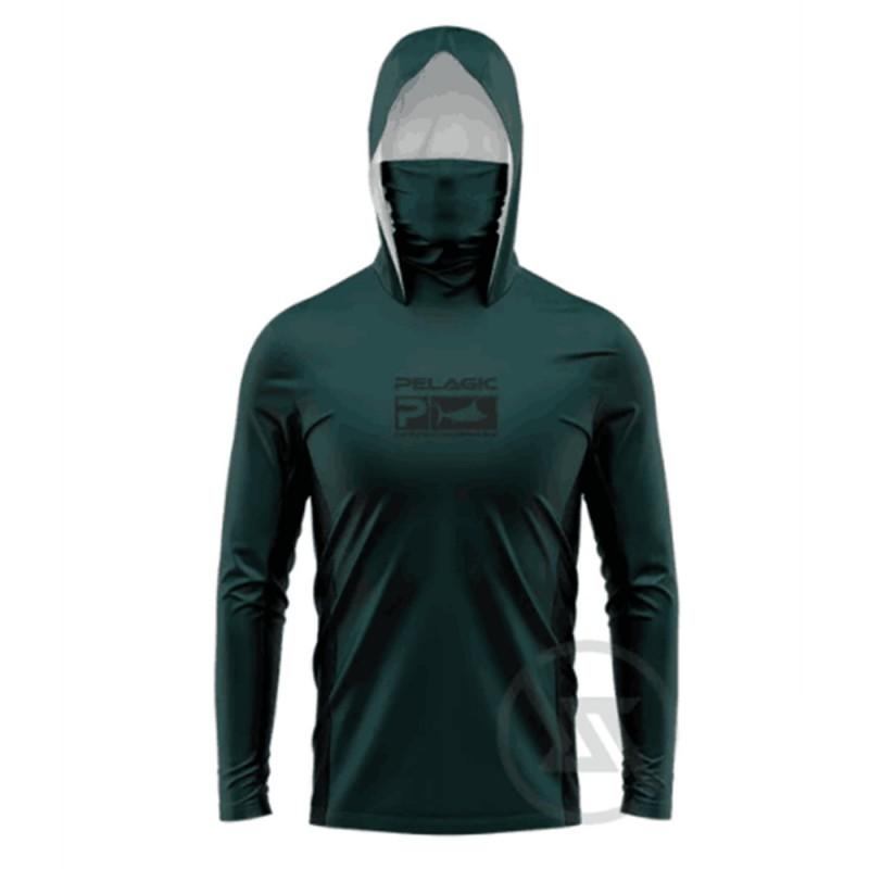 Mens Quick-Dry Breathable Fishing Shirt With Hood Face Cover Outdoor Sun Protection Long Sleeve