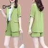 Женский повседневный наряд из 2 предметов, блейзер с короткими рукавами и лацканами, шорты, однотонный пиджак в стиле OL, комплект с одной пуговицей, шорты, элегантный офисный костюм