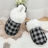 Autumn and Winter Couple Fluffy Slippers Warm Home Non-slip Thickened Plaid Cotton Slippers
