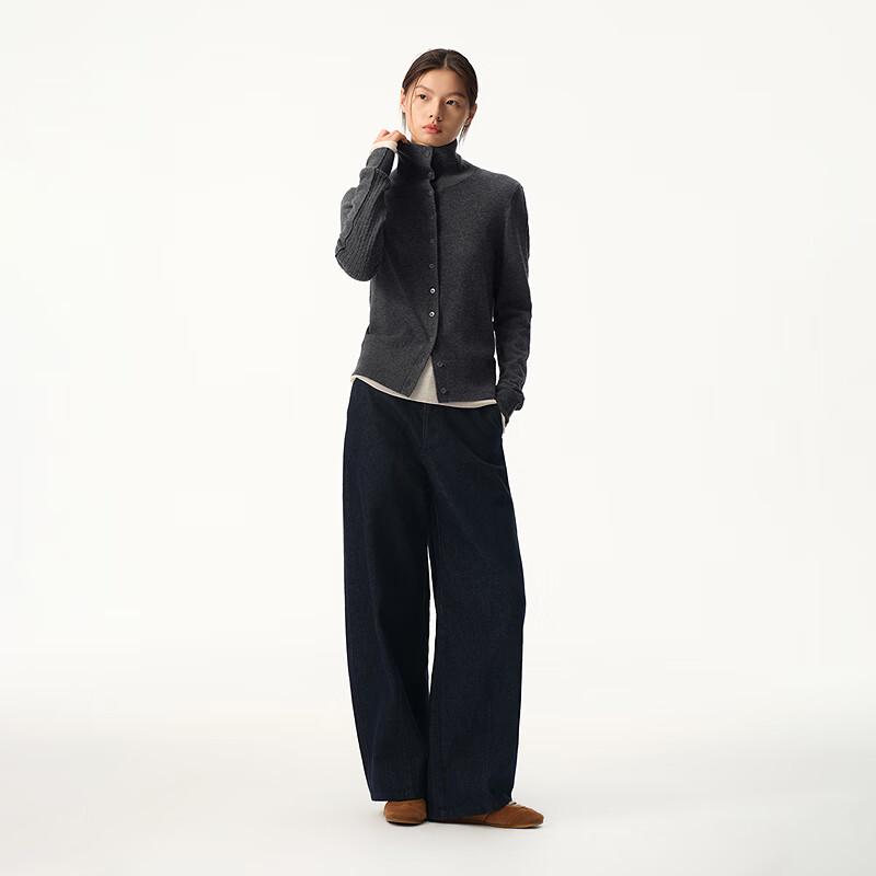 broadcast Women's Cashmere Wool Stand Collar Cardigan