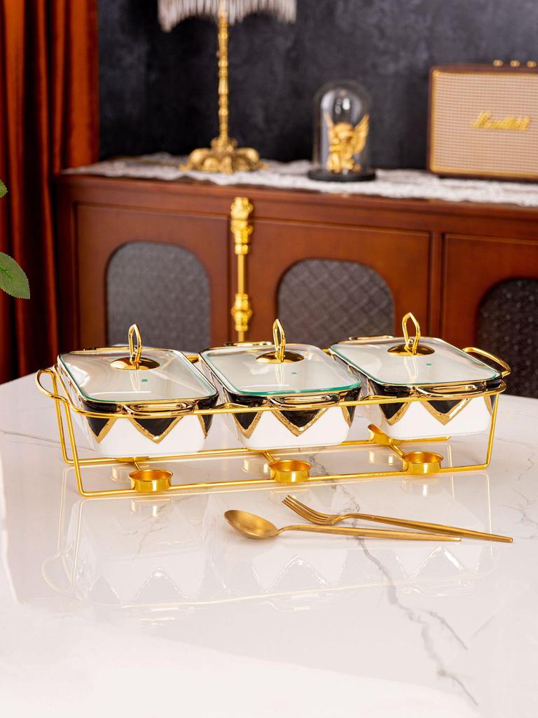 Керамическая кастрюля с двумя ухами и набор для выпечки, 3 предмета