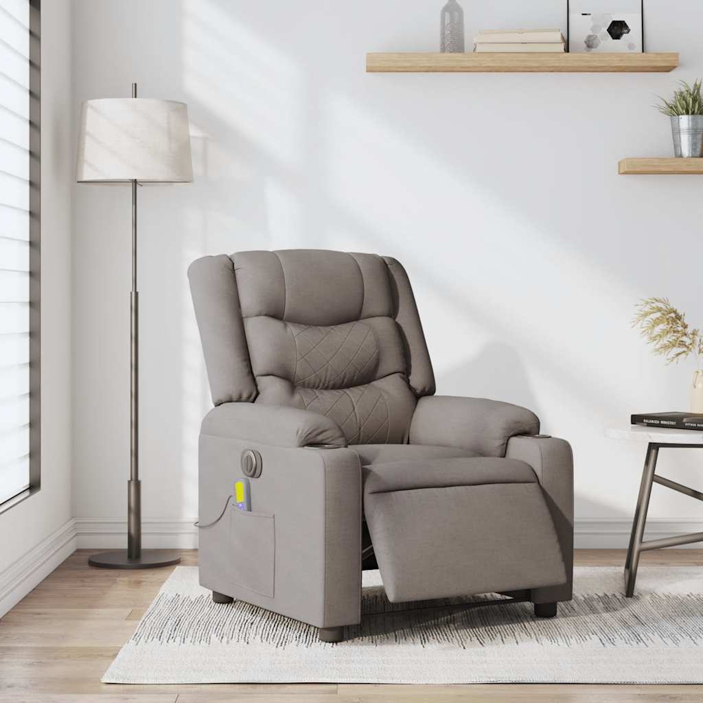 Electric Massage Chair Taupe Fabric