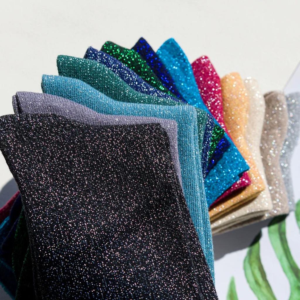 3 пары/комплект Женские модные сексуальные блестящие носки в корейском стиле золото серебро шелк конфетных цветов носки роскошный дизайн высокое качество