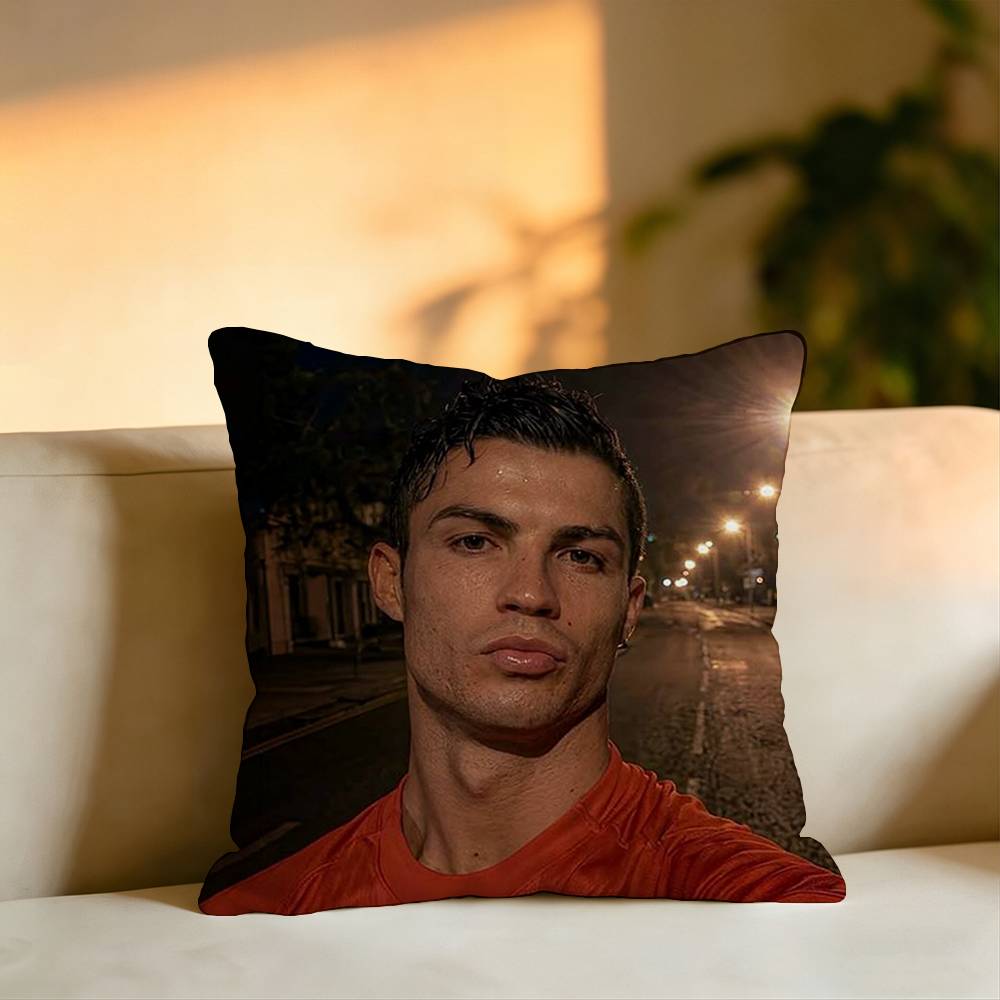 Football Star Ronaldo Square DoubleSided printed Pillow Case Bedroom Bedside Pillow Sofa Cushion Cover