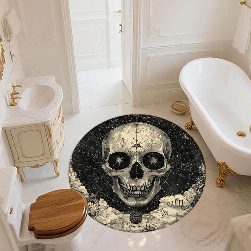 Skull pattern round rug,Carpet Rug for Living Room Bedroom Playroom ,Non-slip Floor Mat,Holiday Gifts and Birthday Gifts.