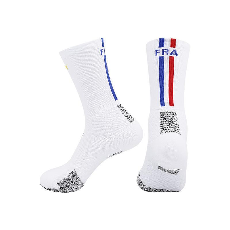 World Cup football socks professional game team training socks non-slip sweat-absorbing medium tube star fan number towel bottom