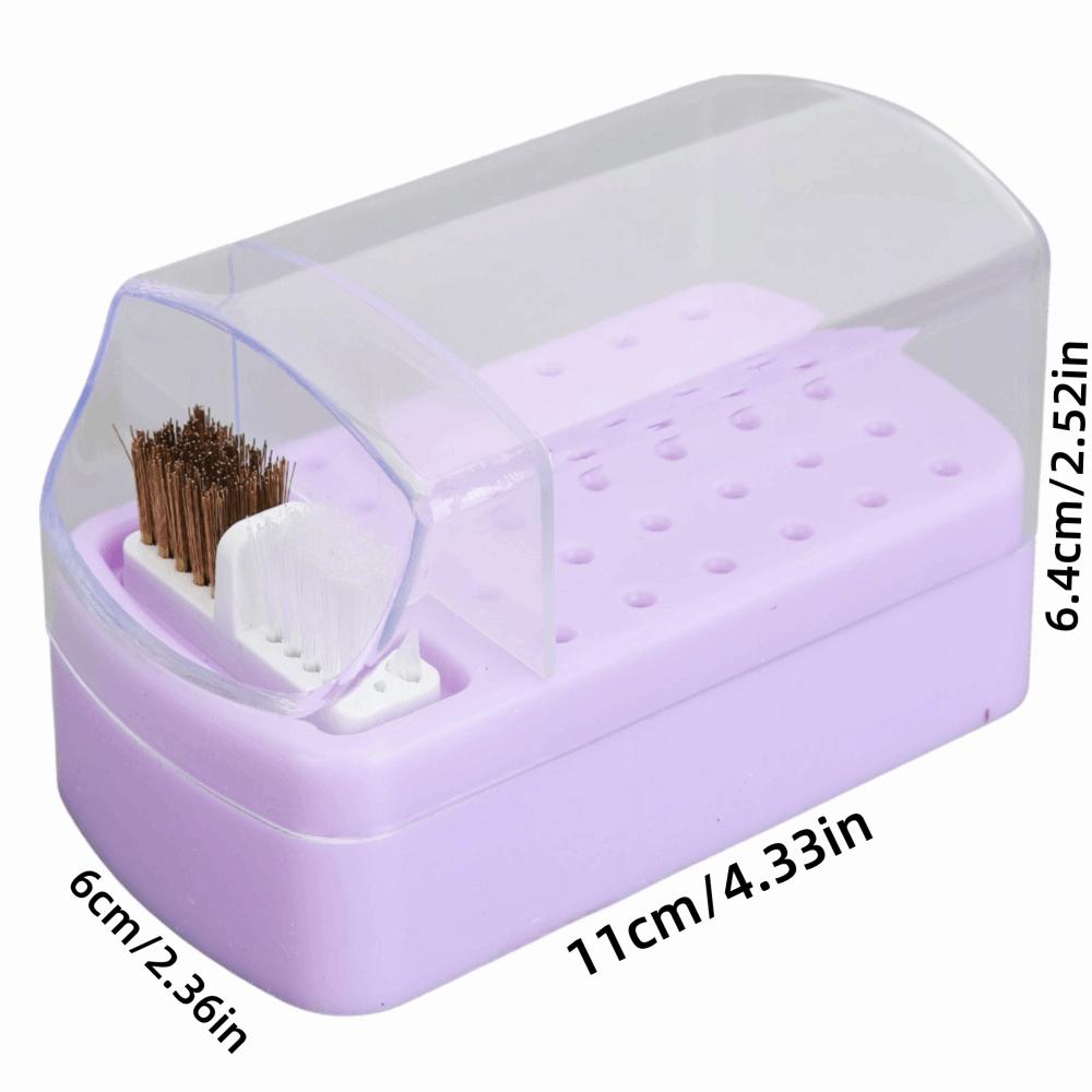 Cleaning Brush Nail Drill Bit Organizer Dustproof Nail Drill Bit Storage Box Salon Use