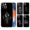 Phone Case For iPhone 15 14 13 12 Mini 11 Pro Max XS X XR 7 8 Plus Clear Shockproof TPU Cover Simplicity Line Art Sun Moon