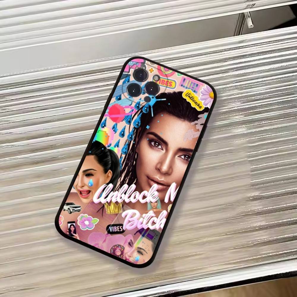 К-Ким К-Кардашьян Крутой Чехол Для Телефона Для iPhone 17, 16,15,14,13,12,11 Plus,Pro Max, Другие Мягкий Черный Чехол
