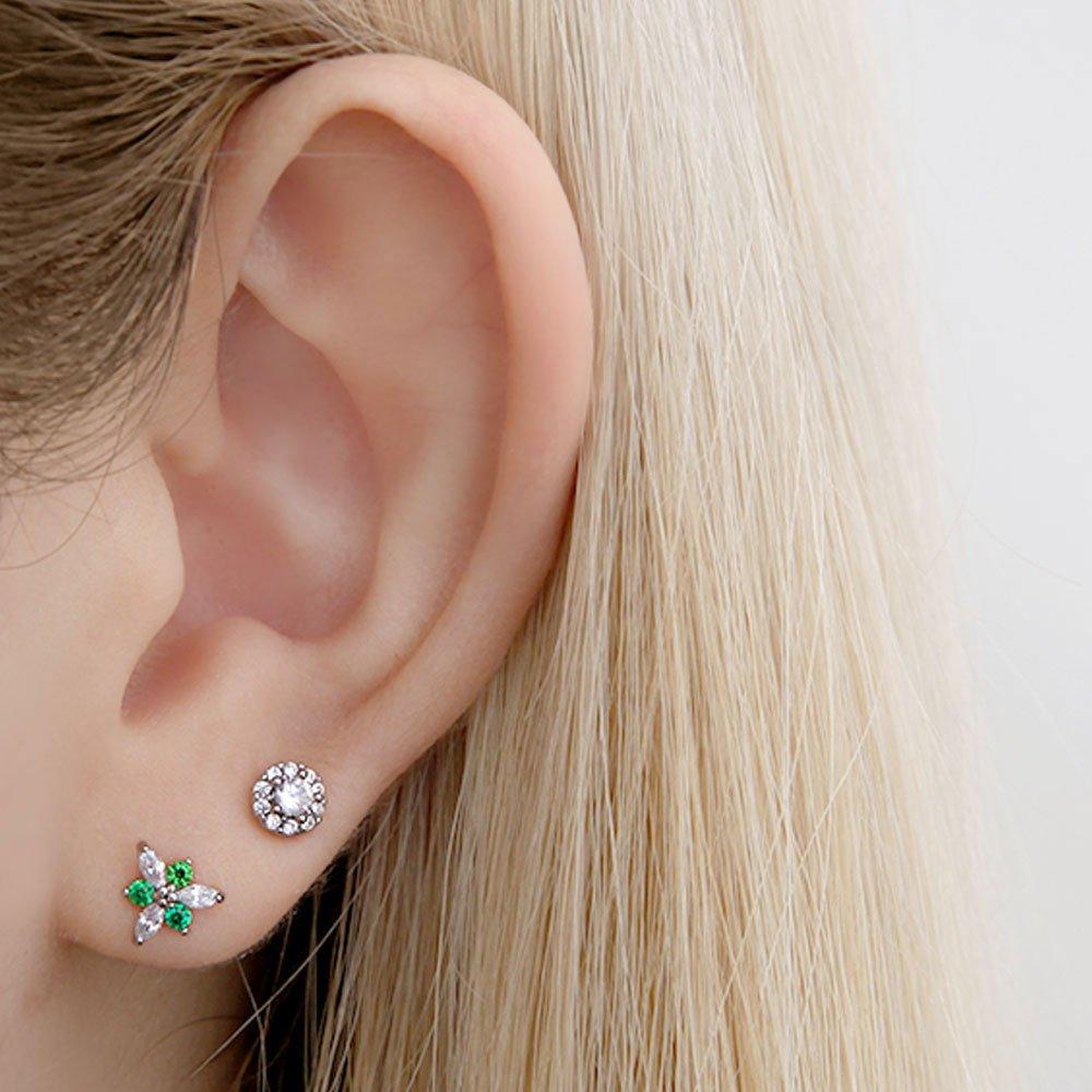 [1+1] Surgical Pin Cubic Piercing Petite One Bling 3 Types, Choose 1, One Side Sale