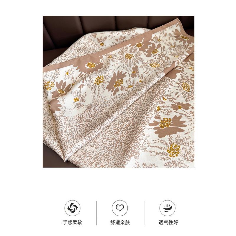 Floral Printed Square Scarf For Women Spring Summer Versatile Neck Wear
