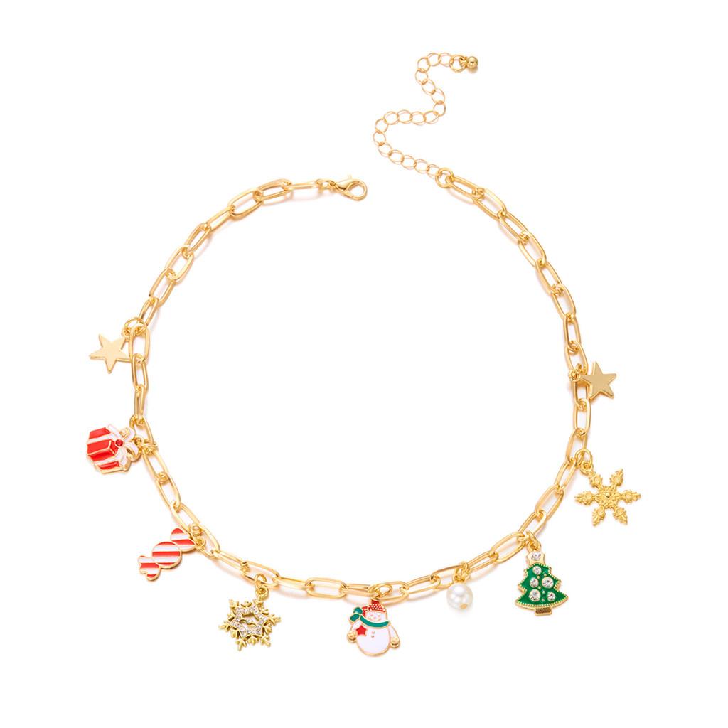 Snowflake Christmas Necklace And Earrings Set With Alloy Accents For Seasonal Gift