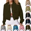 Women's Loose Comfortable Casual Fashionable Solid Color Long Sleeved Zipper Pocket Jacket