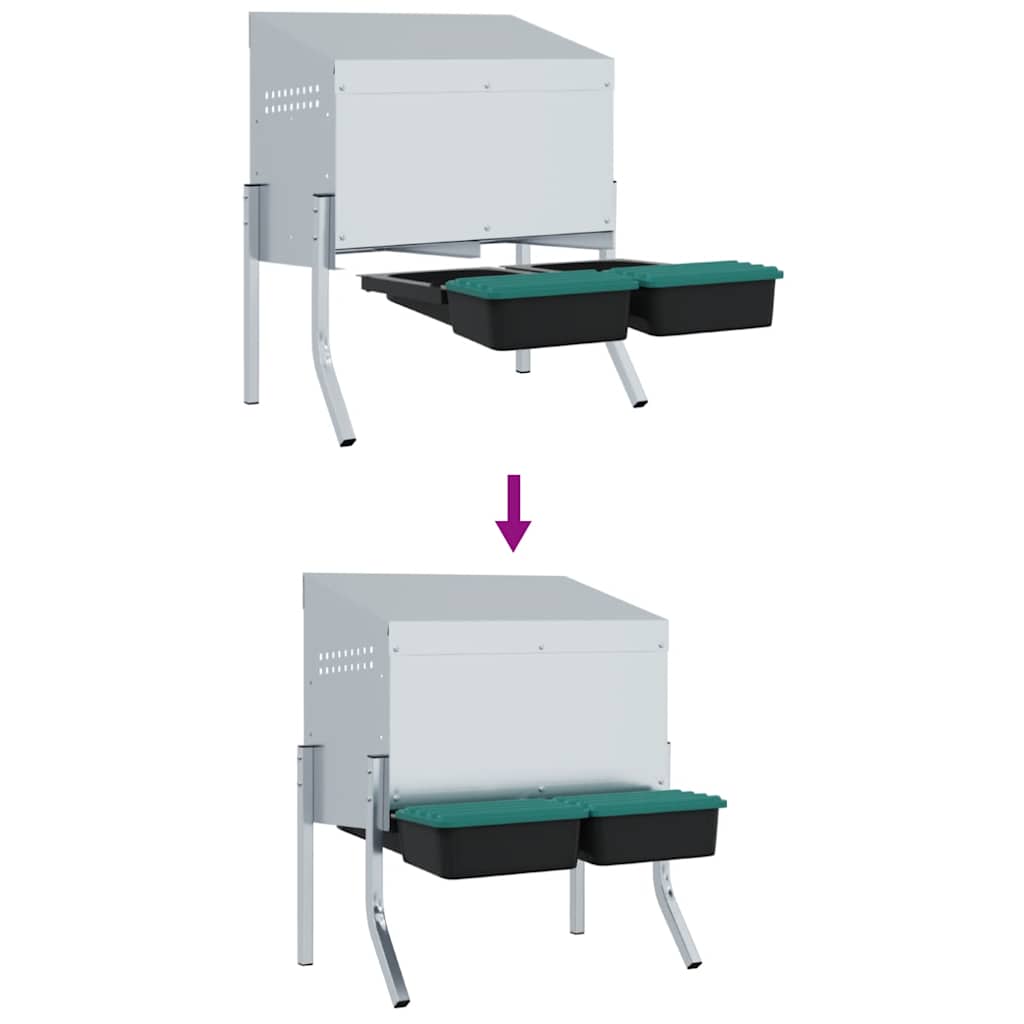 Chicken Nesting Box 2 Compartments with Legs Galvanized Steel