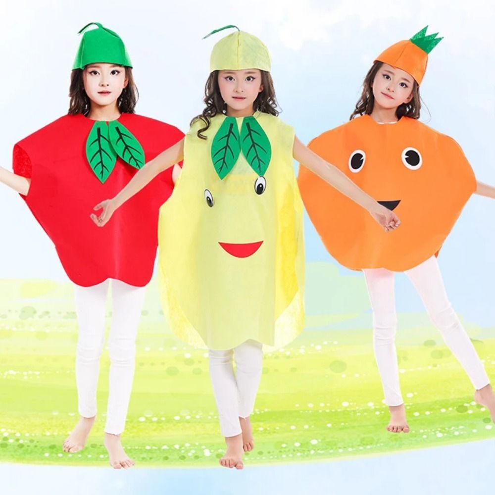 Performance Stage Children Cosplay Costume Pumpkin Cloak Performance Suit Fruit Veggie Costume Boy