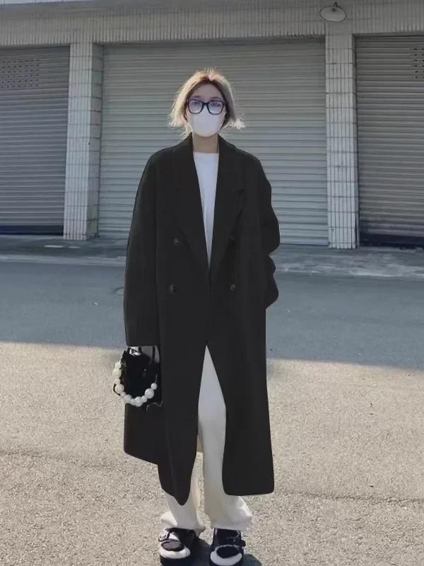 Women's 2023 Autumn/Winter Korean Fashion Thick Woolen Coat - Hepburn Style