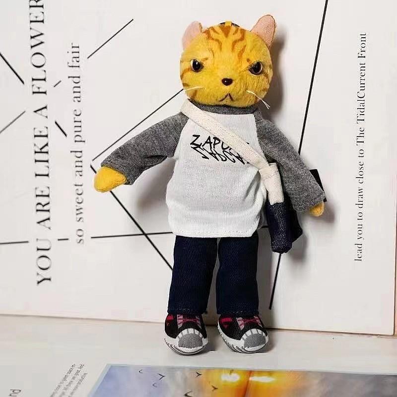 Wear Cool Clothes Cat Cartoon Plush Doll With Pp Cotton Filling For Backpack Decoration
