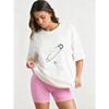 Oversized T Shirt Black Safety Pin Print With Text Casual Streetwear For Women