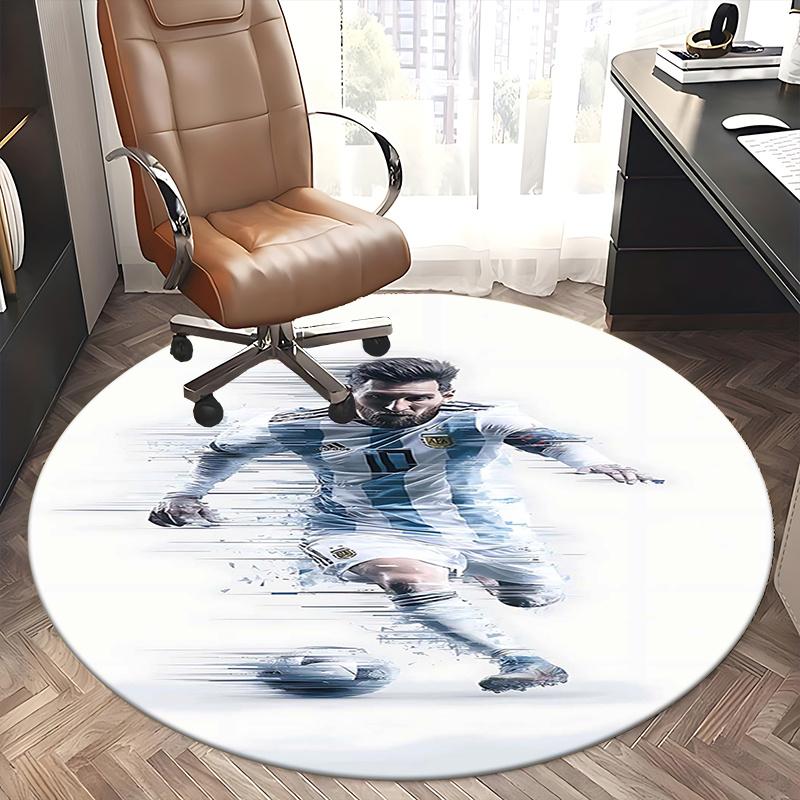 Argentina Soccer Player,Speed Motion Effect Chair mat Round Rug Office carpet, Machine Washable, Non slip, Suitable for Living Rooms, Bedrooms