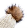 High Quality Letter B Cotton Beanies Wool Fur Pompom Winter Hat For Women Girls Warm Knitted Hat