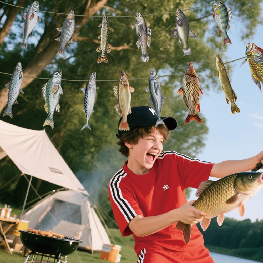 Fish Pattern Paper Pull Flags For Venue Decorations Celebration Supplies