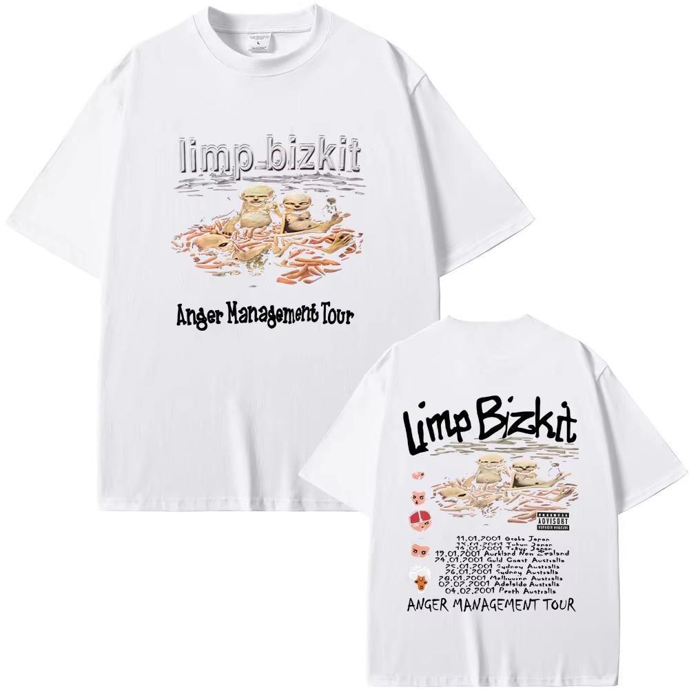 Рок-группа 90-х Limp Bizkit Футболки с тура Anger Management Летние Мужские Женские Повседневные Хлопковые Уличная Одежда Футболка