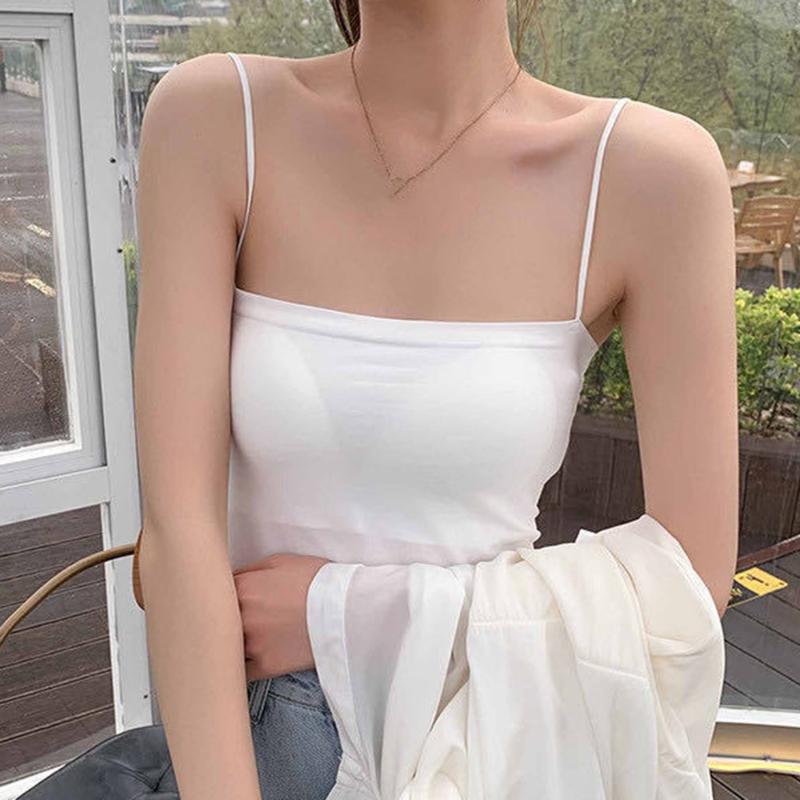 Женская мода летняя мягкая майка сексуальная бесшовная майка на тонких бретельках