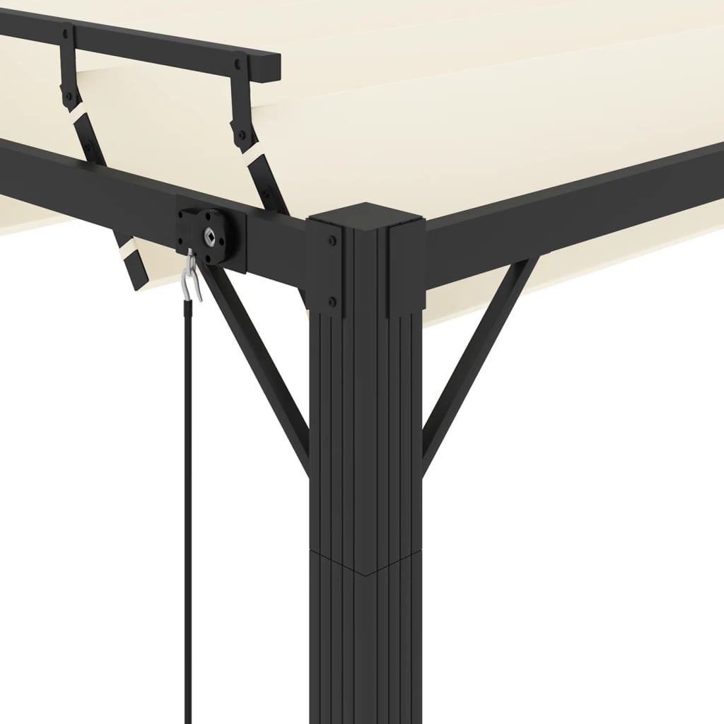 Pergola with Adjustable Louvered Roof 3 x 4 m Cream Fabric and Aluminum